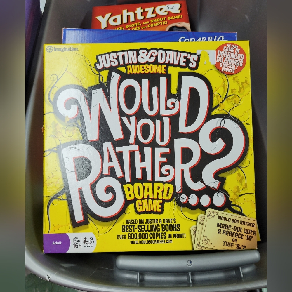 Board games Nab it Yahtzee Would you rather